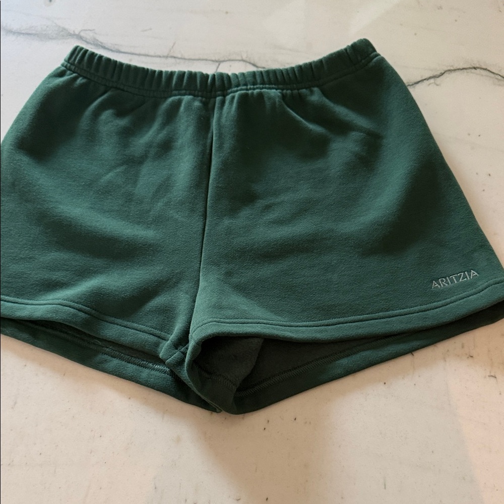 Aritzia Deep Green Fleece Athletic Shorts